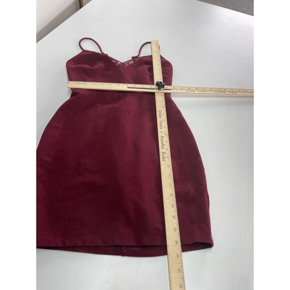 Lush Dress Womens Medium Red Maroon V Neck Lace Mini Cocktail Party - Picture 8 of 8